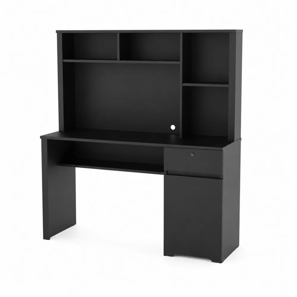 Scrivania con Libreria e Cassetto in Legno Composito Nero