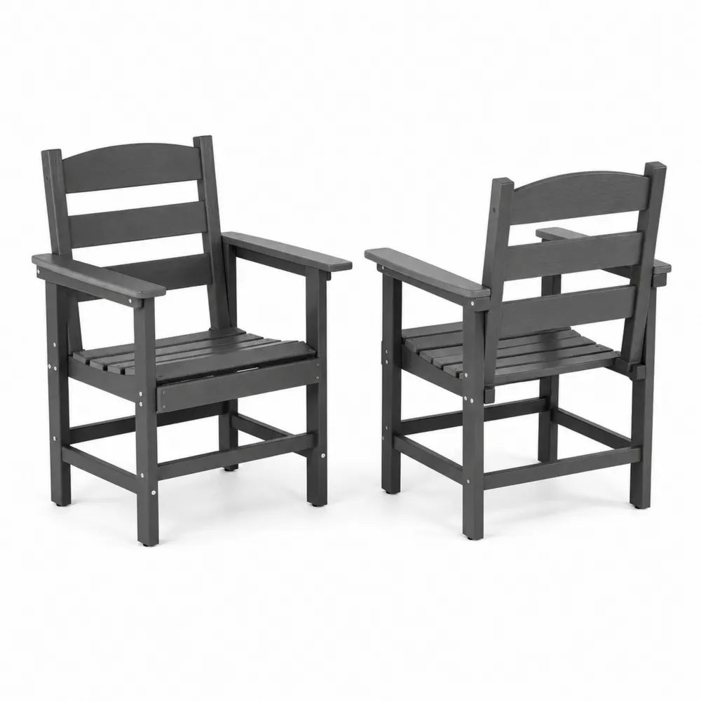 Set di 2 Sedie da Esterno in Legno Antracite