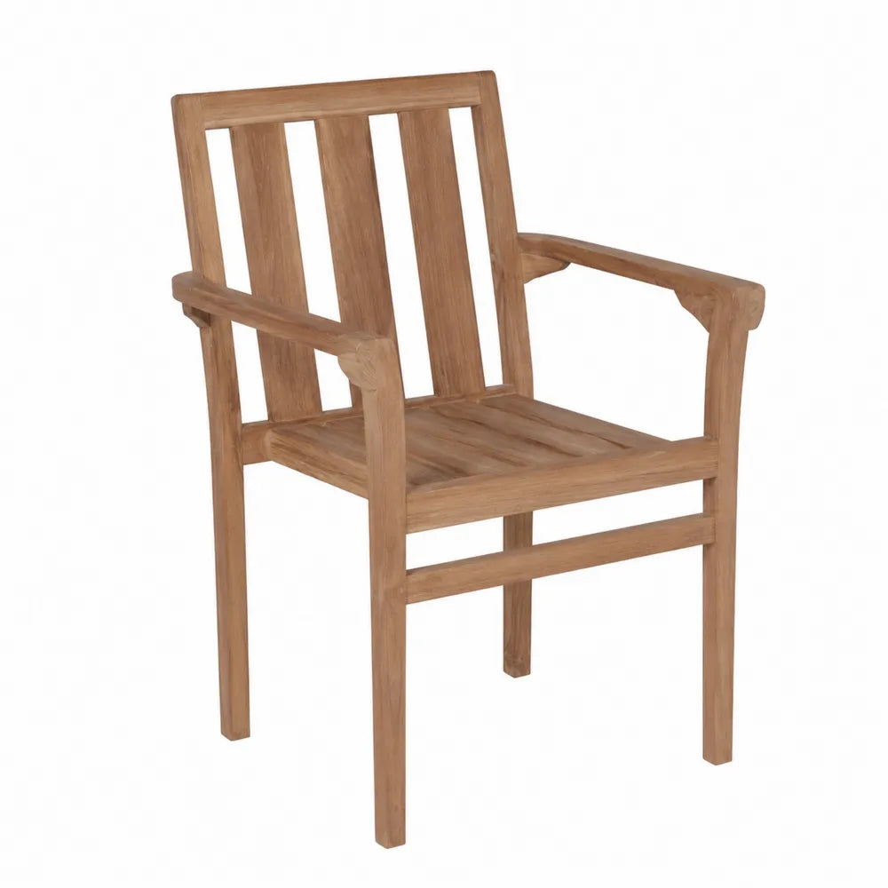 Sedia da giardino in legno di teak marrone chiaro con braccioli