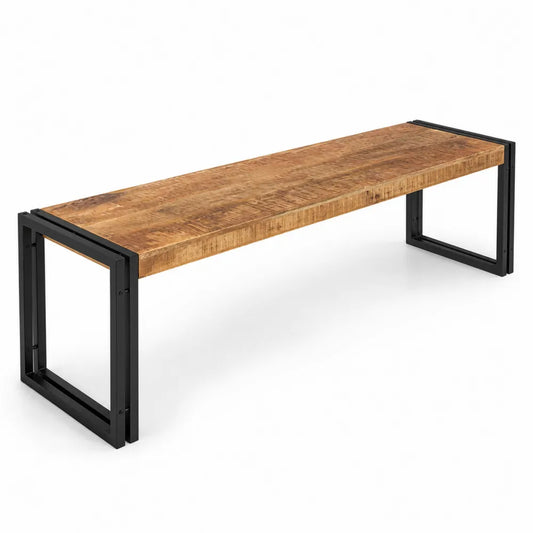 Panca in legno di mango e metallo nero 130x40x45 cm