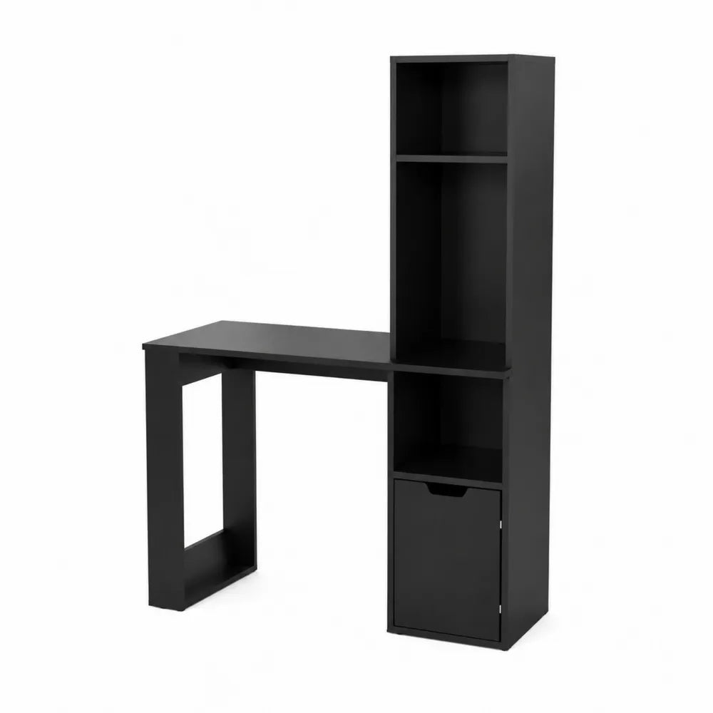 Scrivania con Scaffale Integrato in Legno MDF Nero