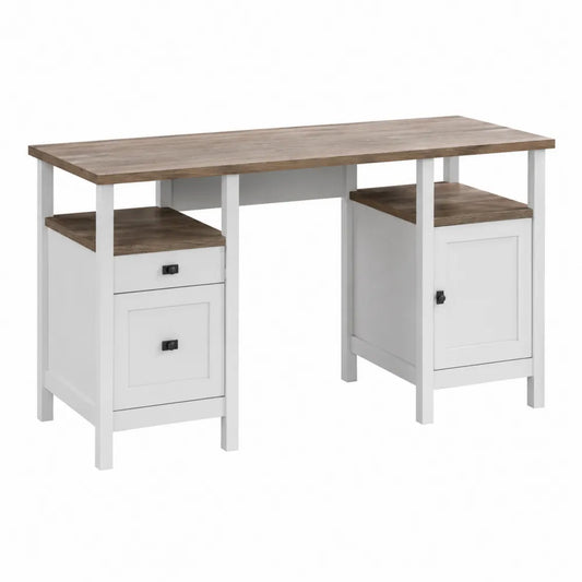Scrivania in Legno e MDF con Cassetti e Armadietti Bianco e Marrone 120x75x50 cm