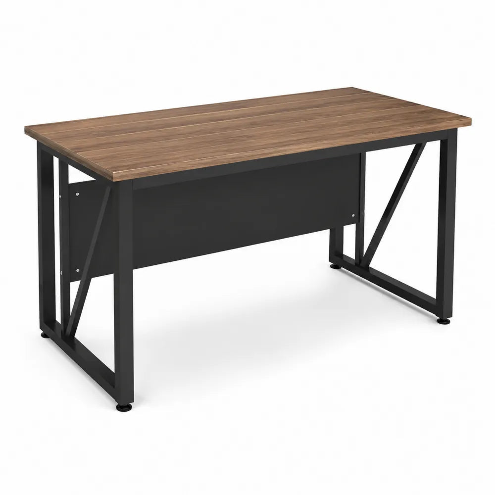 Scrivania rettangolare in legno e metallo nero 140x60x75 cm