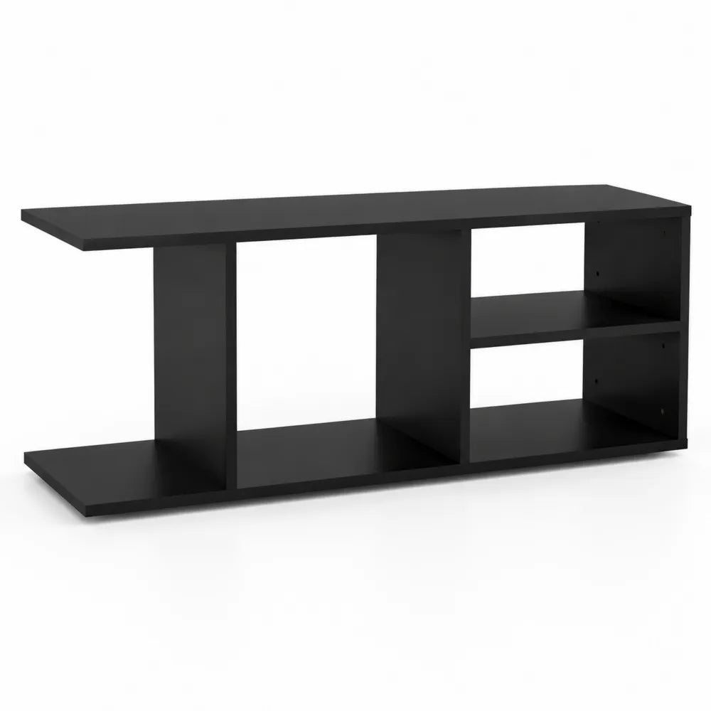 Mobile TV in legno composito nero con scaffali aperti